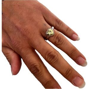 Pretty Ring - Silver Tone with Yellow Heart Shape Stone